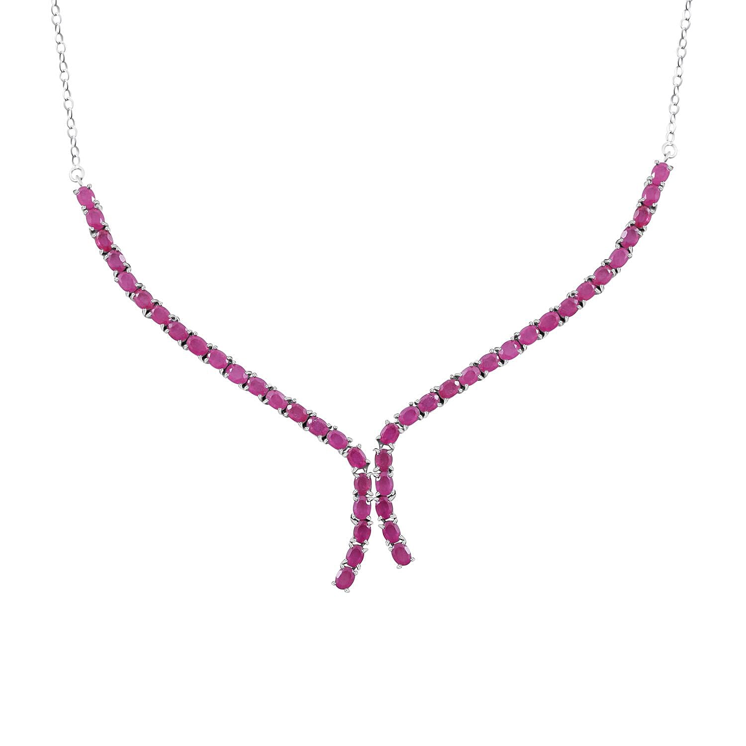 African Ruby 11.61 ctw Necklace in Platinum Over Sterling Silver 18 Inches