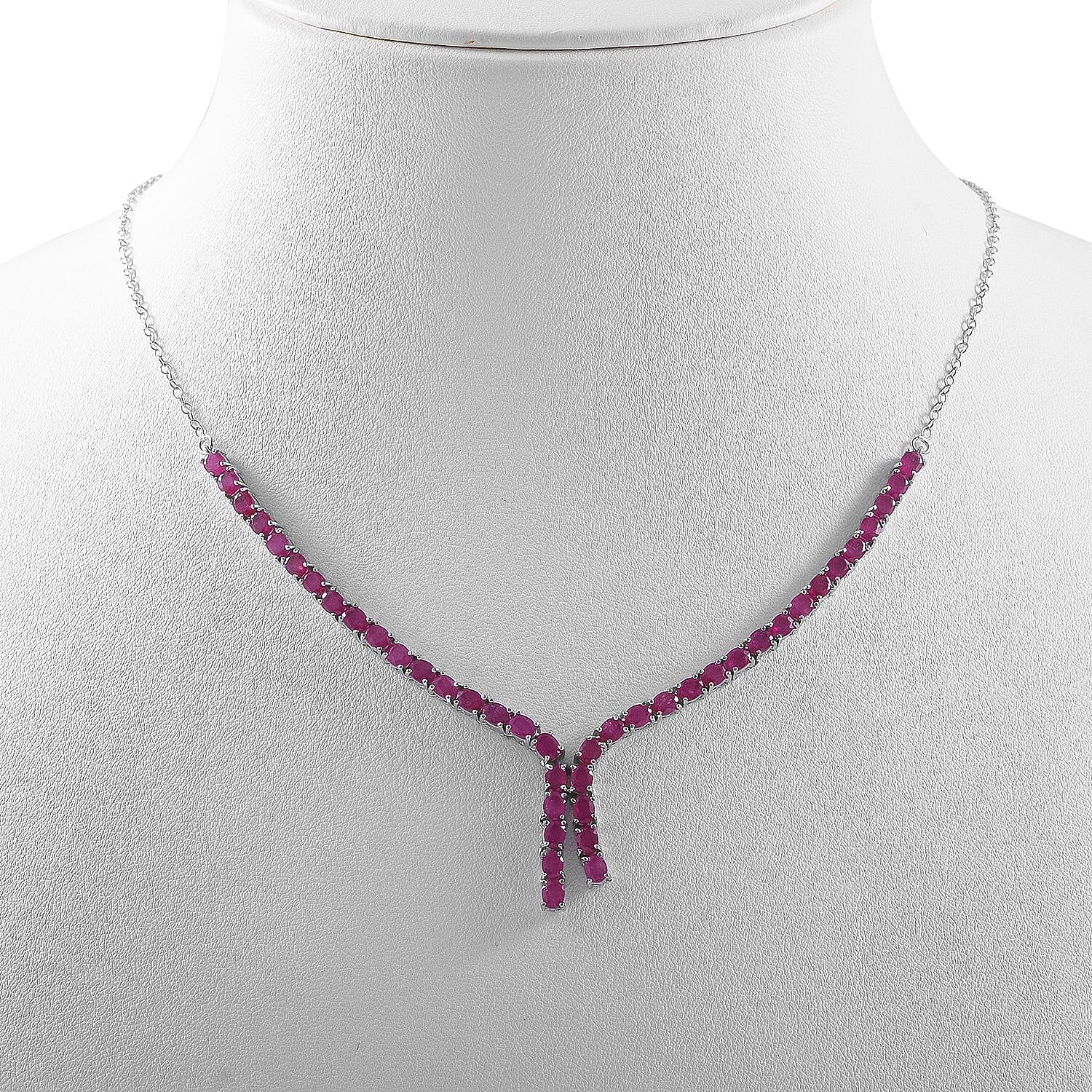 African Ruby 11.61 ctw Necklace in Platinum Over Sterling Silver 18 Inches