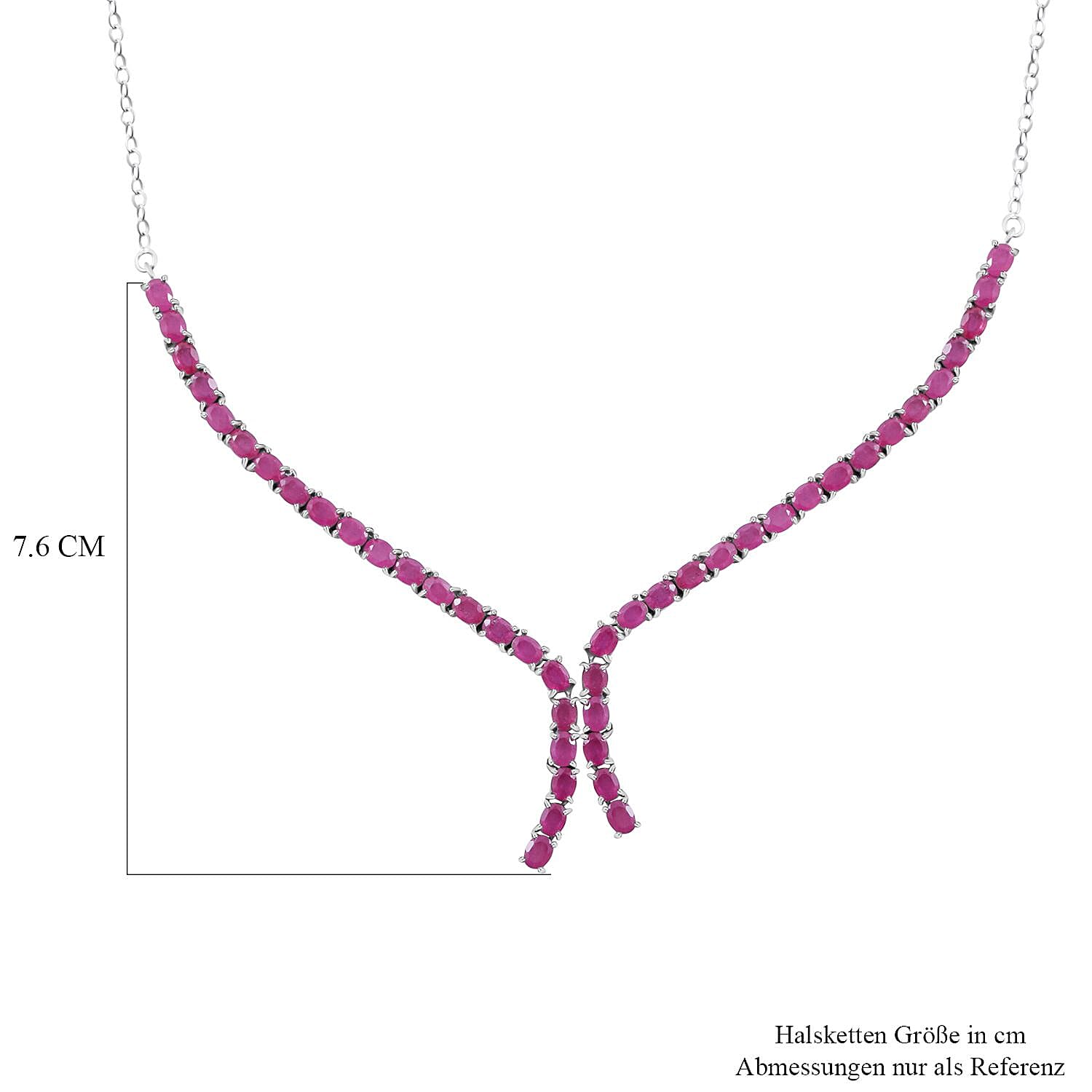 African Ruby 11.61 ctw Necklace in Platinum Over Sterling Silver 18 Inches