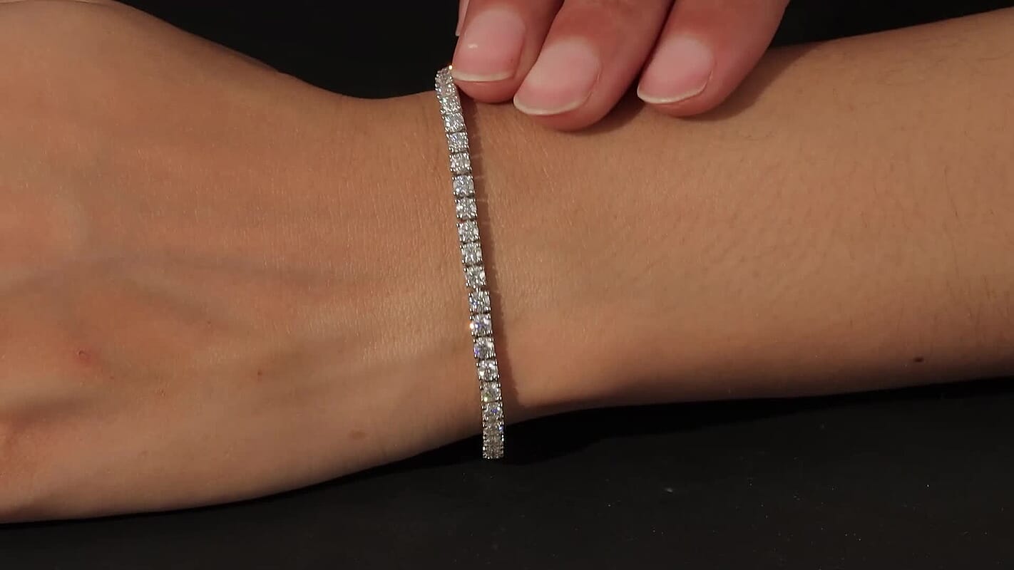 Moissanite 5.20 ctw Tennis Bracelet, Moissanite Bracelet, Line Bracelet, Platinum Over Sterling Silver Bracelet (7.25 In)
