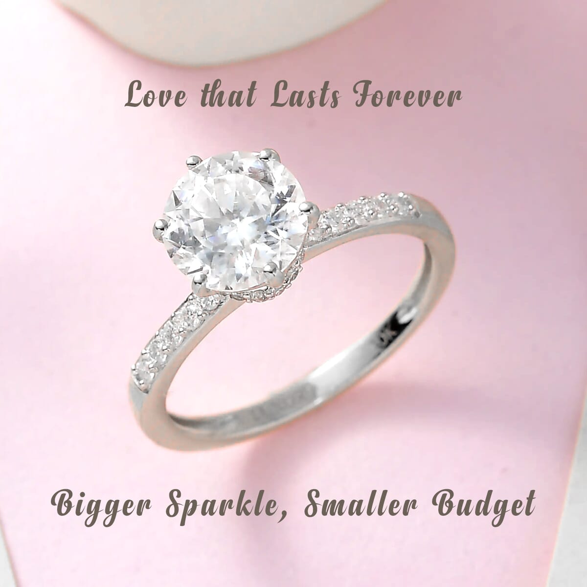 One Time Only LUXORO 10K White Gold 100 Facets Moissanite (Rnd 8mm) Ring (Size 10.0) 1.90 ctw image number 1