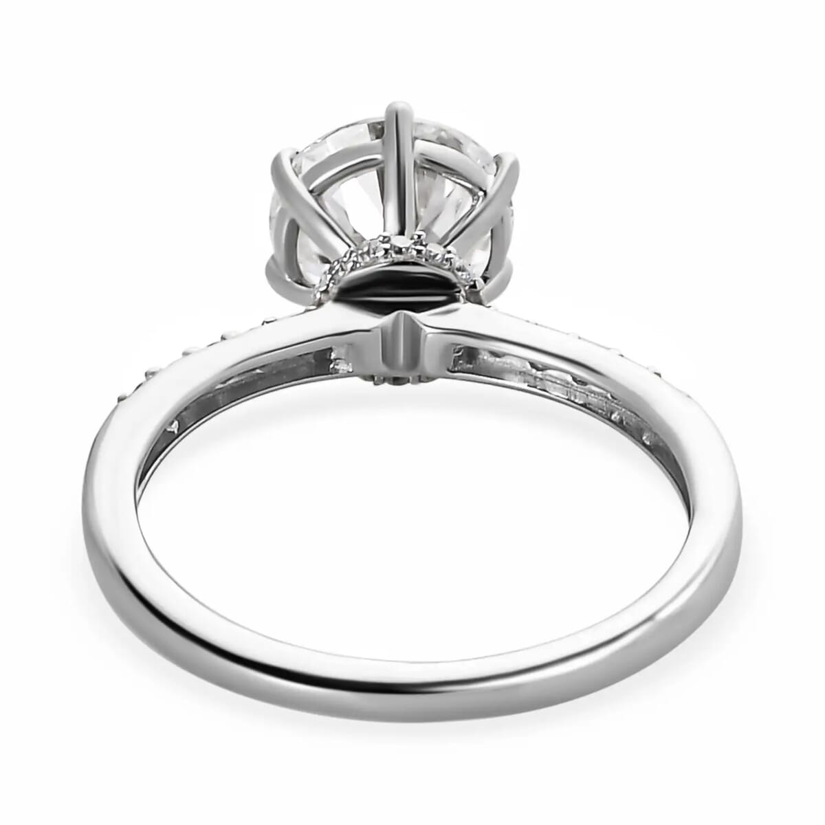 One Time Only LUXORO 10K White Gold 100 Facets Moissanite (Rnd 8mm) Ring (Size 10.0) 1.90 ctw image number 5