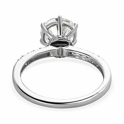 Luxoro 10K White Gold 100 Facets Moissanite Ring (Size 10.0) 1.90 ctw