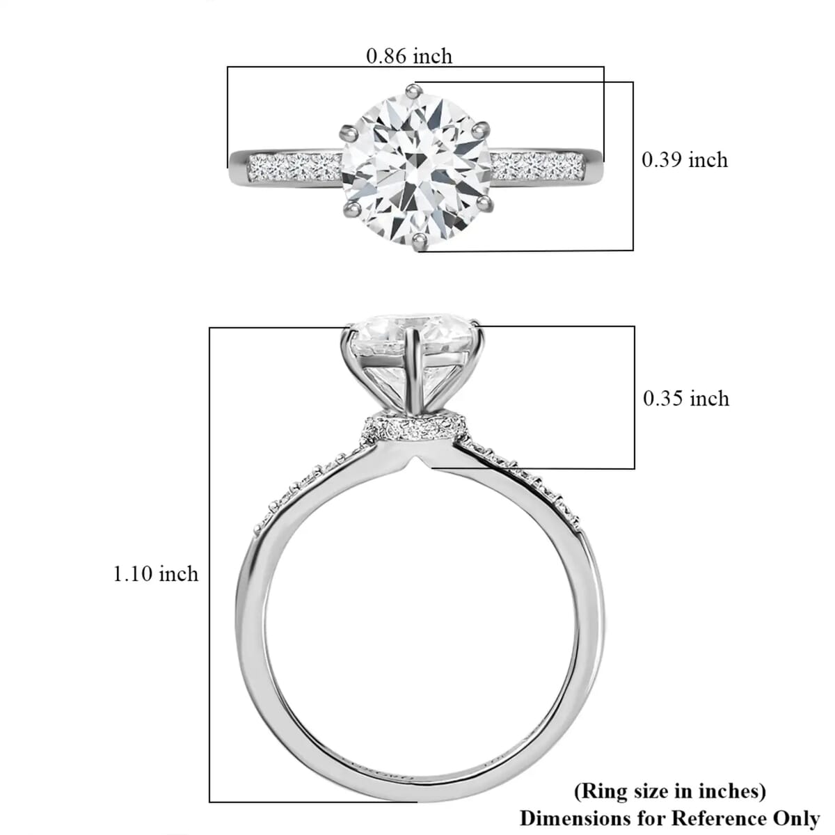 One Time Only LUXORO 10K White Gold 100 Facets Moissanite (Rnd 8mm) Ring (Size 10.0) 1.90 ctw image number 6
