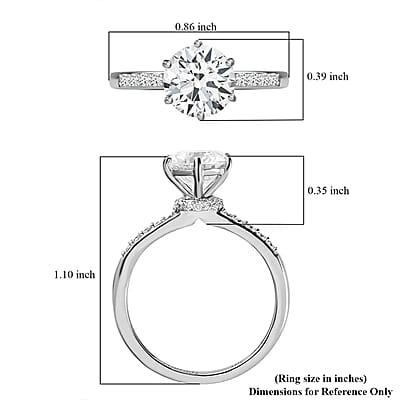 Luxoro 10K White Gold 100 Facets Moissanite Ring (Size 10.0) 1.90 ctw