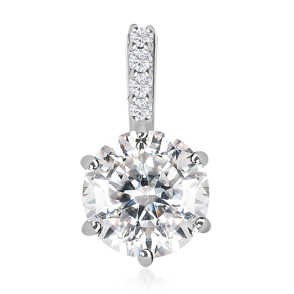 Luxoro 10K White Gold 100 Facets Moissanite Solitaire Pendant 1.80 ctw