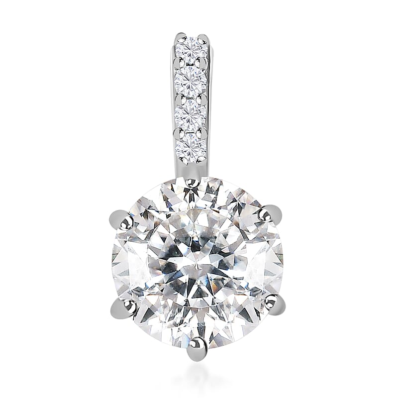 Luxoro 10K White Gold 100 Facets Moissanite Solitaire Pendant 1.80 ctw