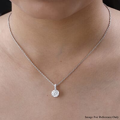 Luxoro 10K White Gold 100 Facets Moissanite Solitaire Pendant 1.80 ctw