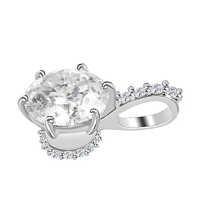 Luxoro 10K White Gold 100 Facets Moissanite Solitaire Pendant 1.80 ctw