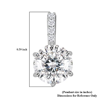 Luxoro 10K White Gold 100 Facets Moissanite Solitaire Pendant 1.80 ctw