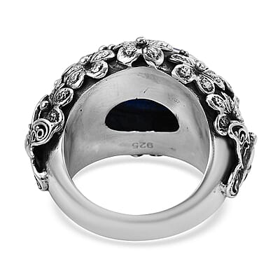 Bali Legacy Himalayan Kyanite Floral Ring in Sterling Silver (Size 10.0) 11.80 ctw