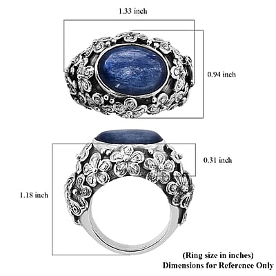 Bali Legacy Himalayan Kyanite Floral Ring in Sterling Silver (Size 10.0) 11.80 ctw