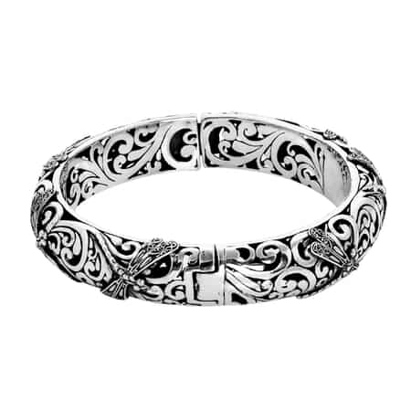 Bali Legacy Sterling Silver Floral Bangle Bracelet (6.50 In) 62.5 Grams image number 4