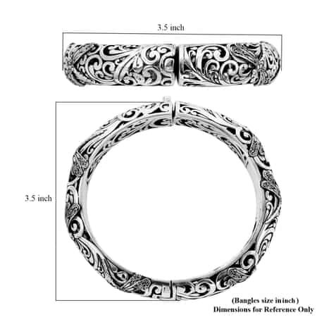 Bali Legacy Sterling Silver Floral Bangle Bracelet (6.50 In) 62.5 Grams image number 6