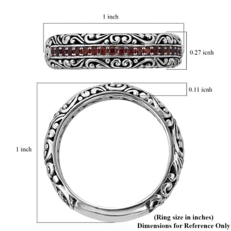 Bali Legacy Mozambique Garnet Floral Ring in Sterling Silver (Size 10.0) 0.35 ctw image number 5