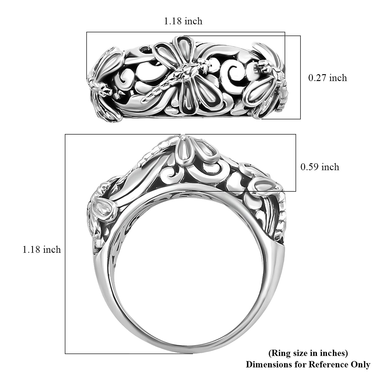 Bali Legacy Dragonfly Ring in Sterling Silver 8.25 Grams (Size 10.0) image number 6