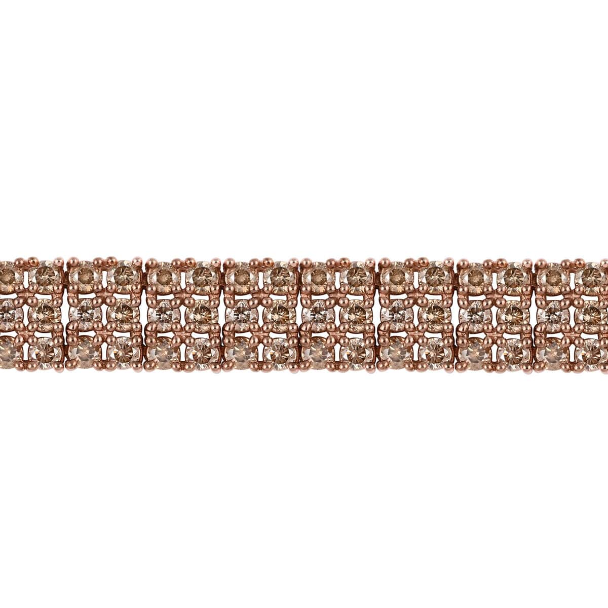 Natural Champagne Diamond Cluster Bracelet in Vermeil Rose Gold Over Sterling Silver (6.50 In) 16.90 Grams 9.00 ctw image number 2