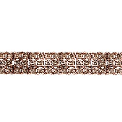 Natural Champagne Diamond Cluster Bracelet in Vermeil Rose Gold Over Sterling Silver (6.50 In) 9.00 ctw