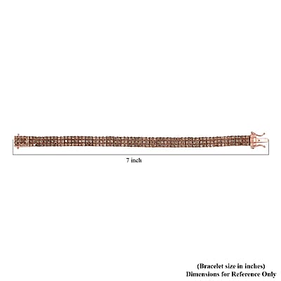 Natural Champagne Diamond Cluster Bracelet in Vermeil Rose Gold Over Sterling Silver (6.50 In) 9.00 ctw