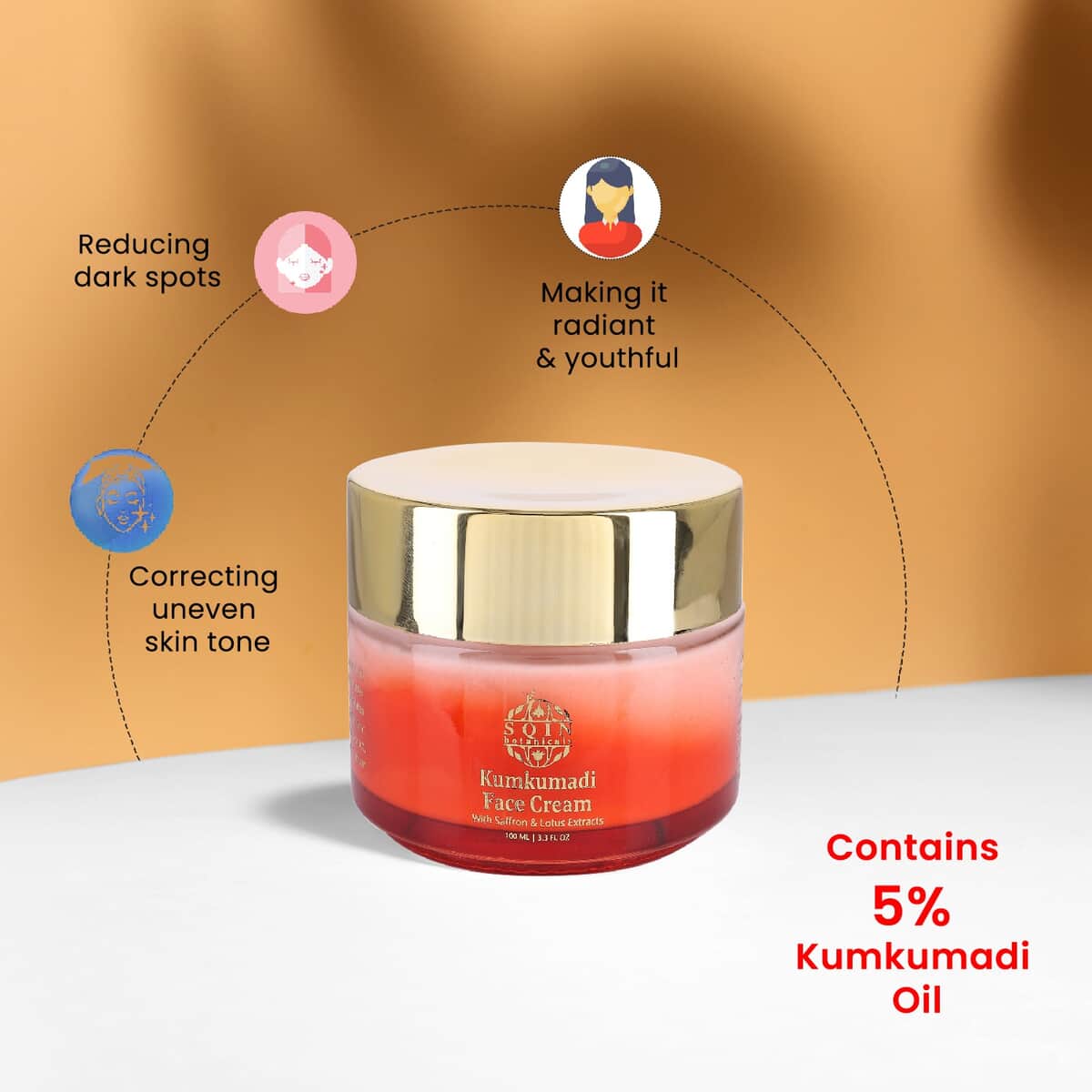 Bargain Deal Kumkumadi Face Cream with Saffron & Lotus Extracts 3.30oz image number 2