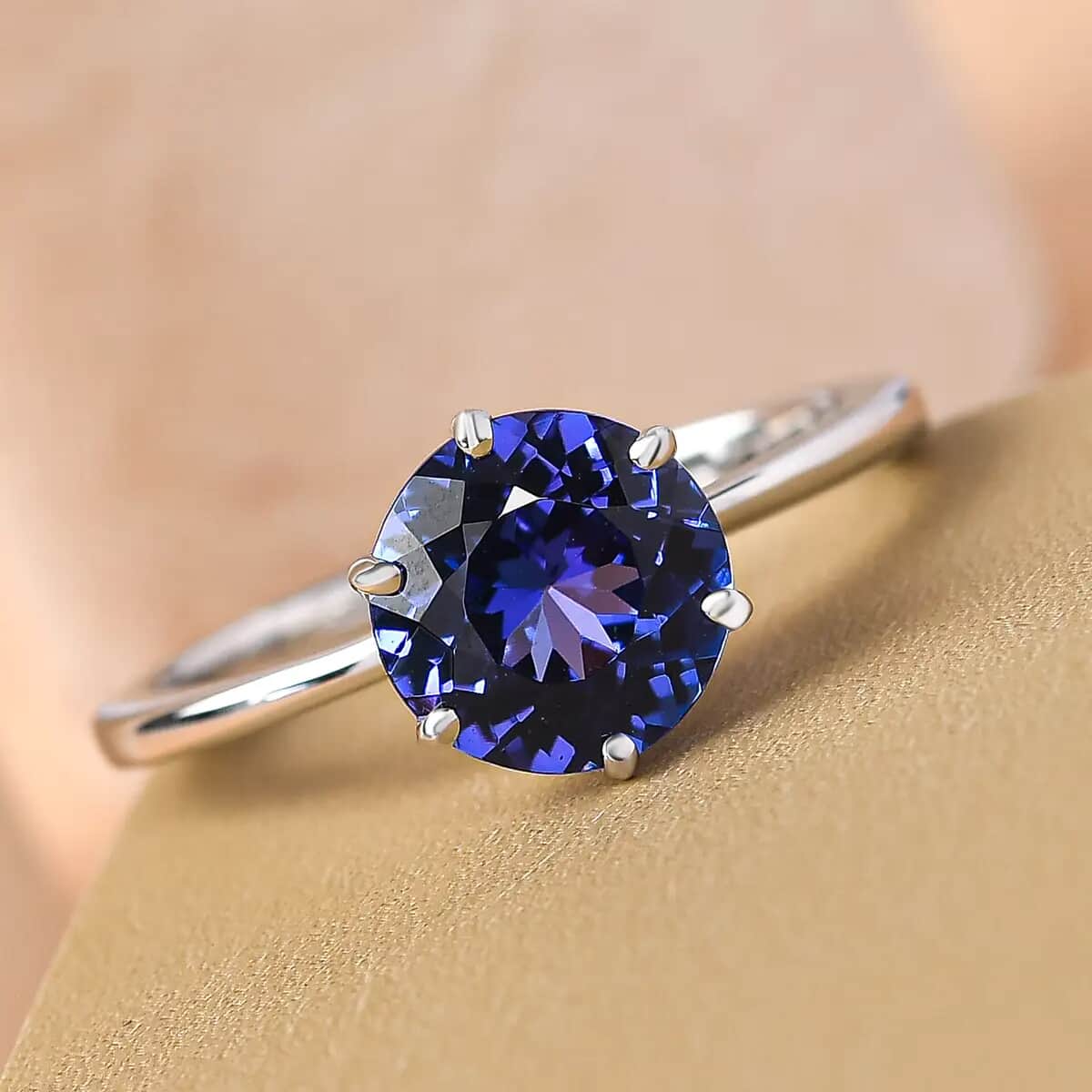 Rhapsody 950 Platinum AAAA Portuguese Cut 161 Facet Tanzanite Solitaire Ring (Size 5.0) 2.40 ctw image number 1
