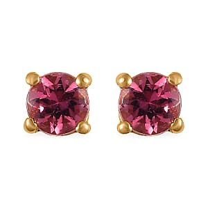 Premium Ouro Fino Rubellite Solitaire Stud Earrings in Vermeil Yellow Gold Over Sterling Silver 0.25 ctw