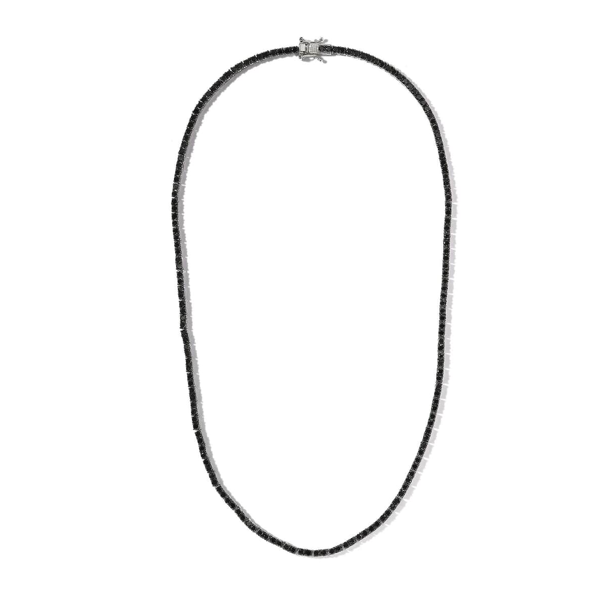 Premium Black Diamond Tennis Necklace 20 Inches in Platinum Over Sterling Silver 15.00 ctw image number 0