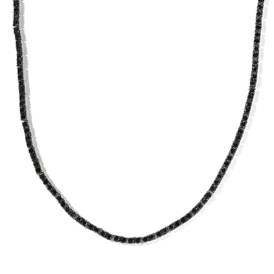 Premium Black Diamond Tennis Necklace 20 Inches in Platinum Over Sterling Silver 15.00 ctw