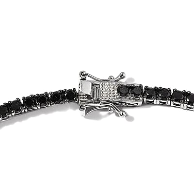 Premium Black Diamond Tennis Necklace 20 Inches in Platinum Over Sterling Silver 15.00 ctw