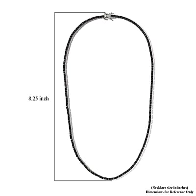 Premium Black Diamond Tennis Necklace 20 Inches in Platinum Over Sterling Silver 15.00 ctw