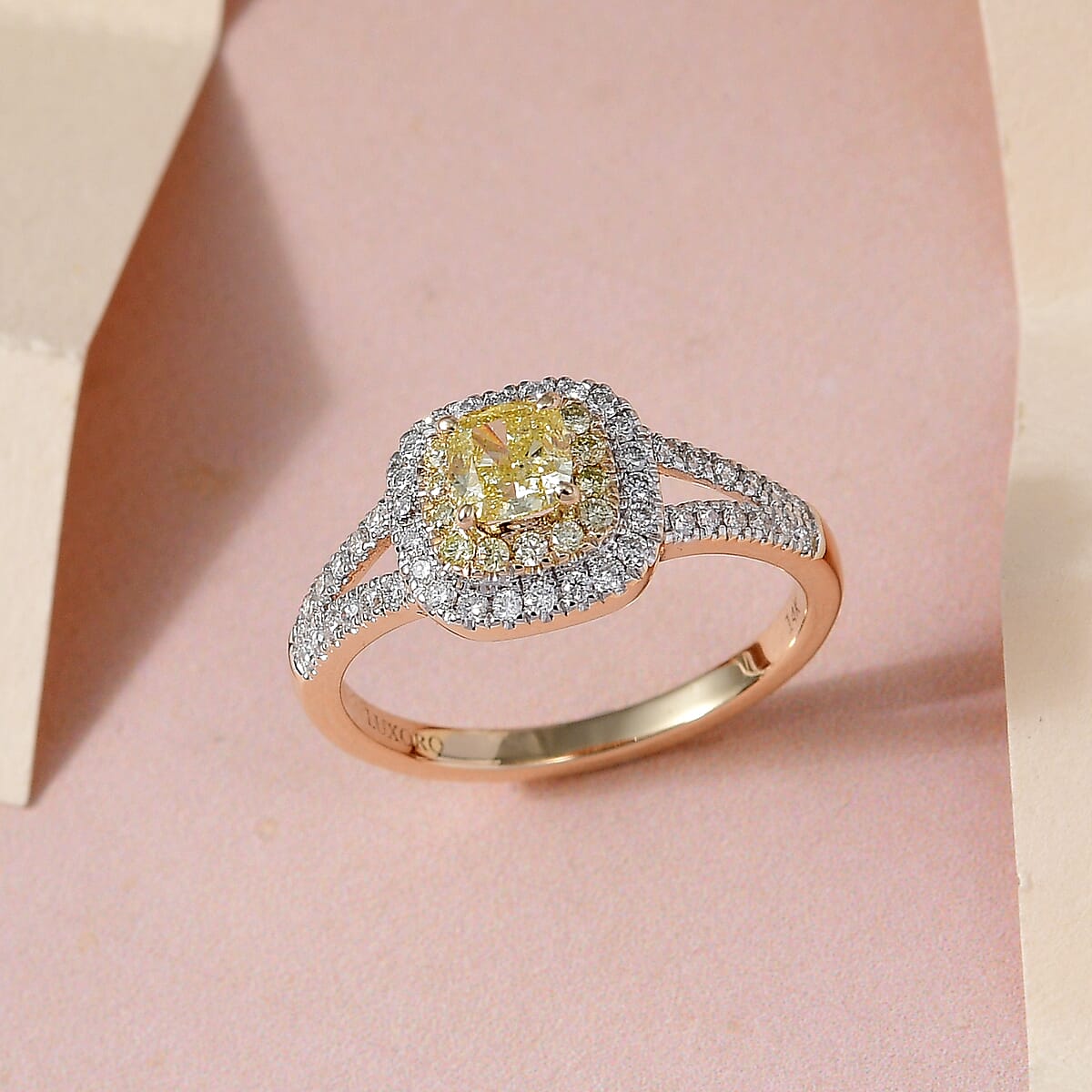 Luxoro 14K Yellow Gold I1 Natural Yellow and White Diamond Ring (Size 7.0) 1.00 ctw image number 1