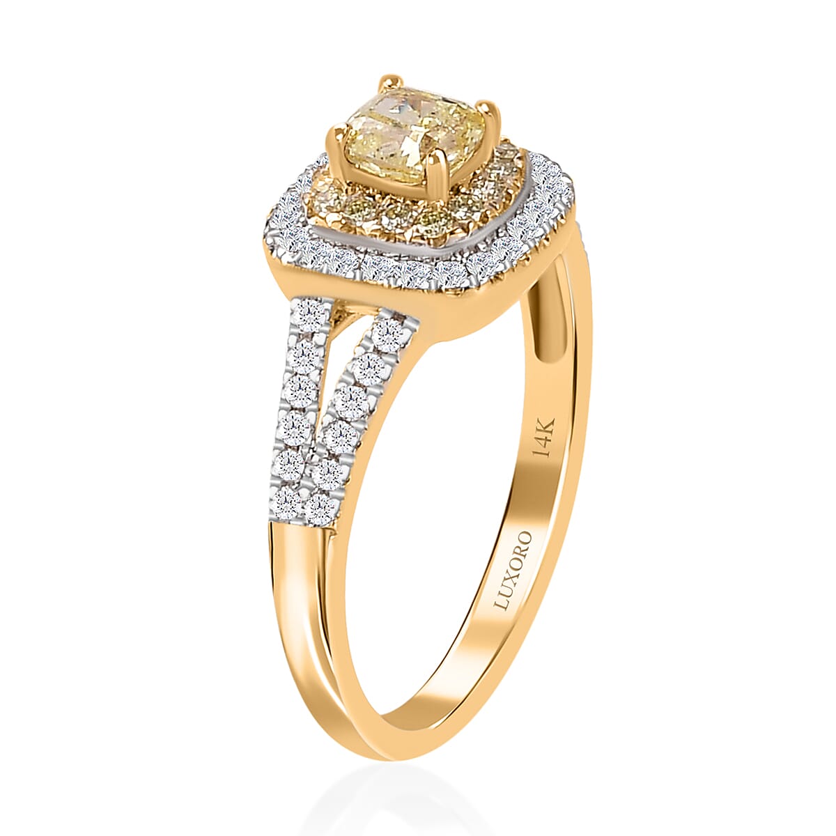 Luxoro 14K Yellow Gold I1 Natural Yellow and White Diamond Ring (Size 7.0) 1.00 ctw image number 3