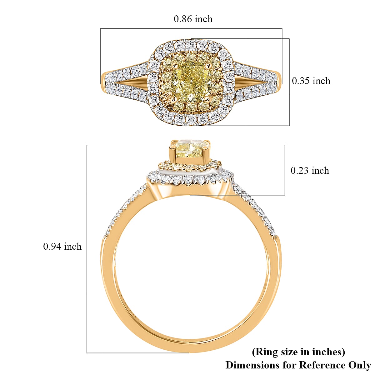 Luxoro 14K Yellow Gold I1 Natural Yellow and White Diamond Ring (Size 7.0) 1.00 ctw image number 5