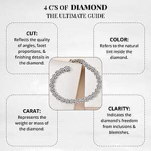 Diamond Floral Bracelet in Platinum Over Sterling Silver, Silver Cluster Bracelet, Wedding Gifts For Her (6.50 In) 0.90 ctw