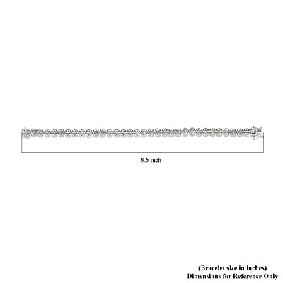 Diamond Floral Bracelet in Platinum Over Sterling Silver (8.00 In) 1.00 ctw