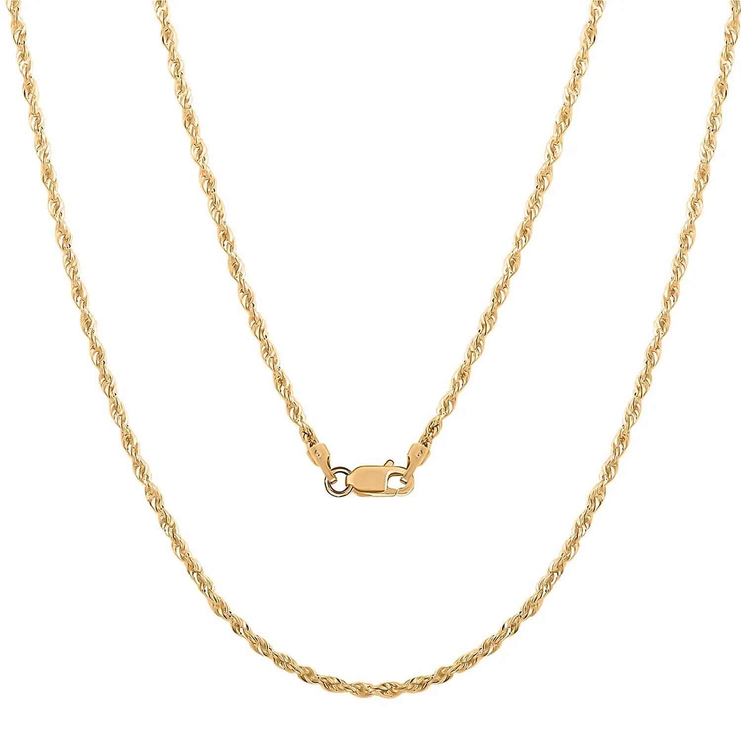 18K Yellow Gold 1.5mm Rope Necklace 18 Inches 1.7 Grams