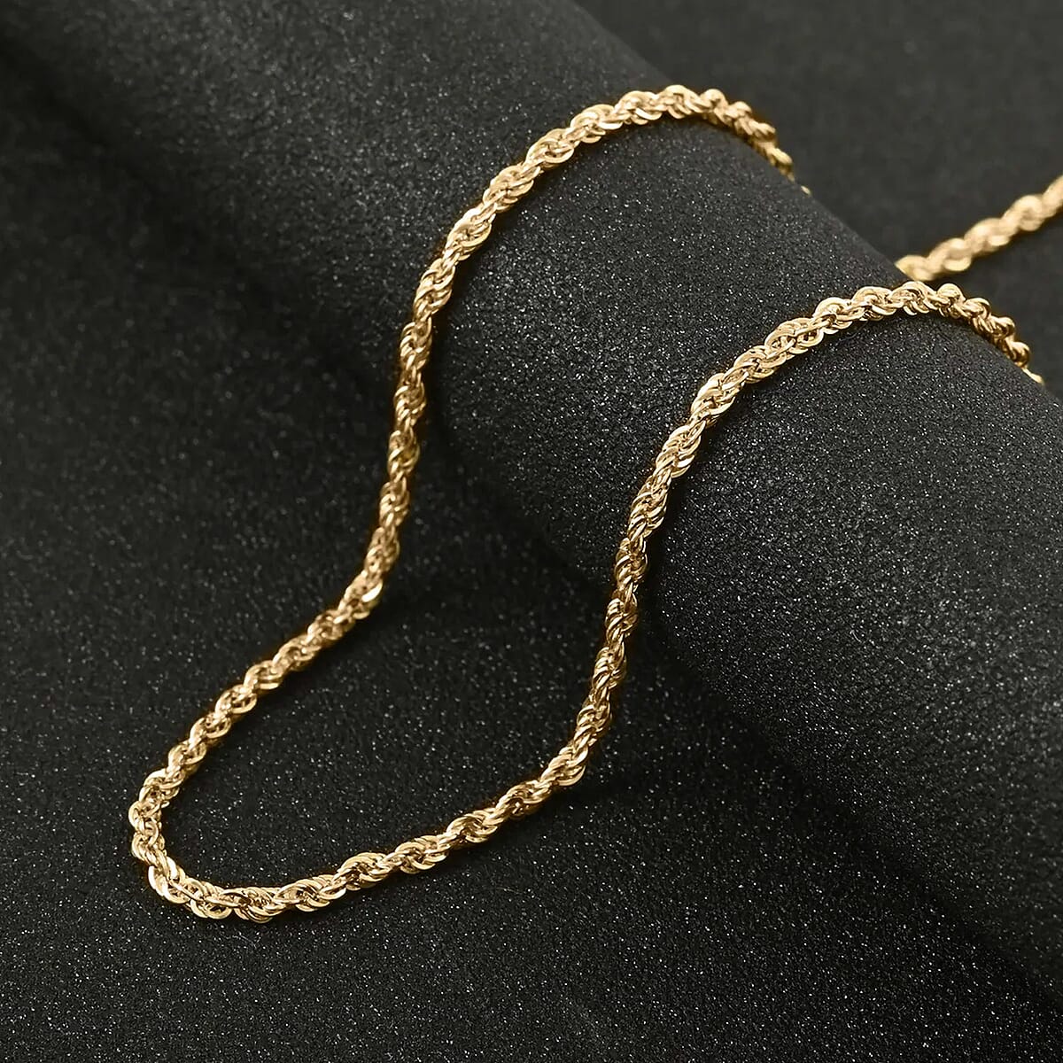 Ankur Treasure Chest 18K Yellow Gold Rope Chain, Gold Rope Necklace, Yellow Gold Rope Chain, 20 Inches Gold Chain, Lobster Claw Clasp Necklace 1.5mm 1.8 Grams image number 1