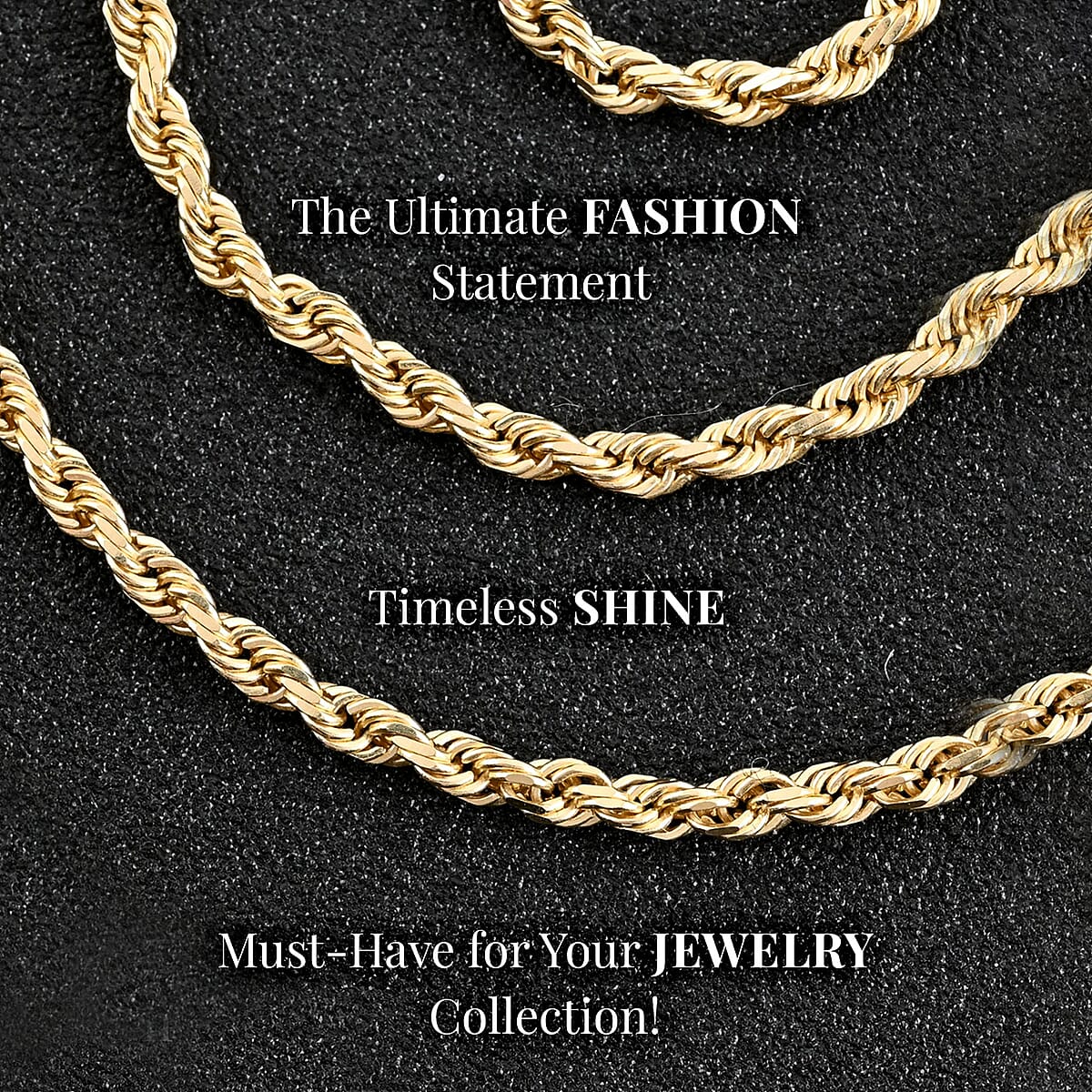 Ankur Treasure Chest 18K Yellow Gold Rope Chain, Gold Rope Necklace, Yellow Gold Rope Chain, 20 Inches Gold Chain, Lobster Claw Clasp Necklace 1.5mm 1.8 Grams image number 2
