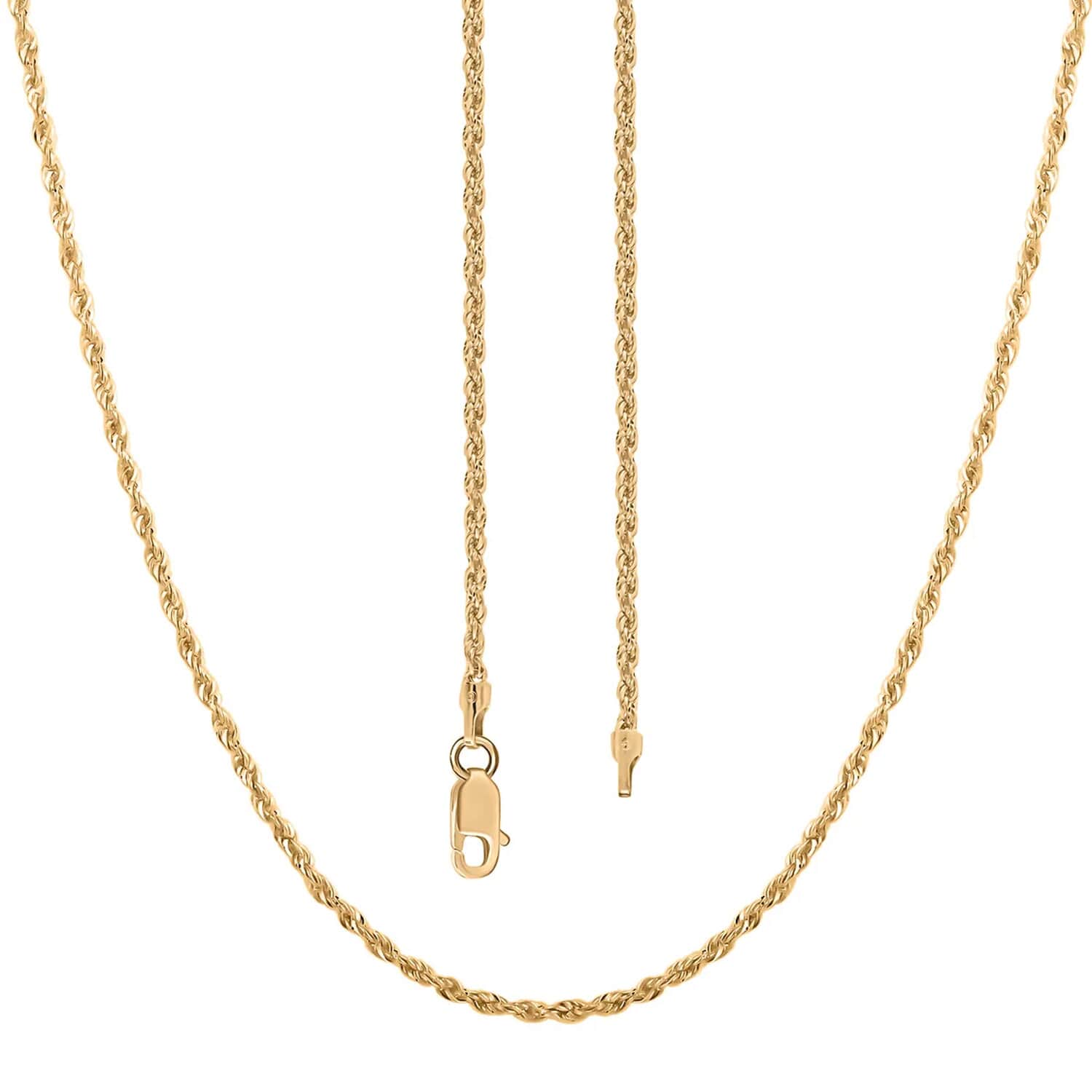 10K Yellow Gold 2MM Sparkle Rope Chain With Lobster Clasp - 20 Inch-