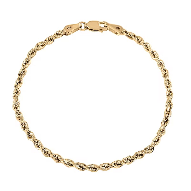 3mm Rope Bracelet in 10K Yellow Gold (7.50 In) 2.30 Grams