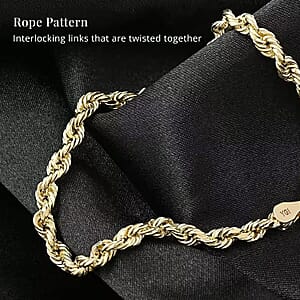 3mm Rope Bracelet in 10K Yellow Gold (7.50 In) 2.30 Grams
