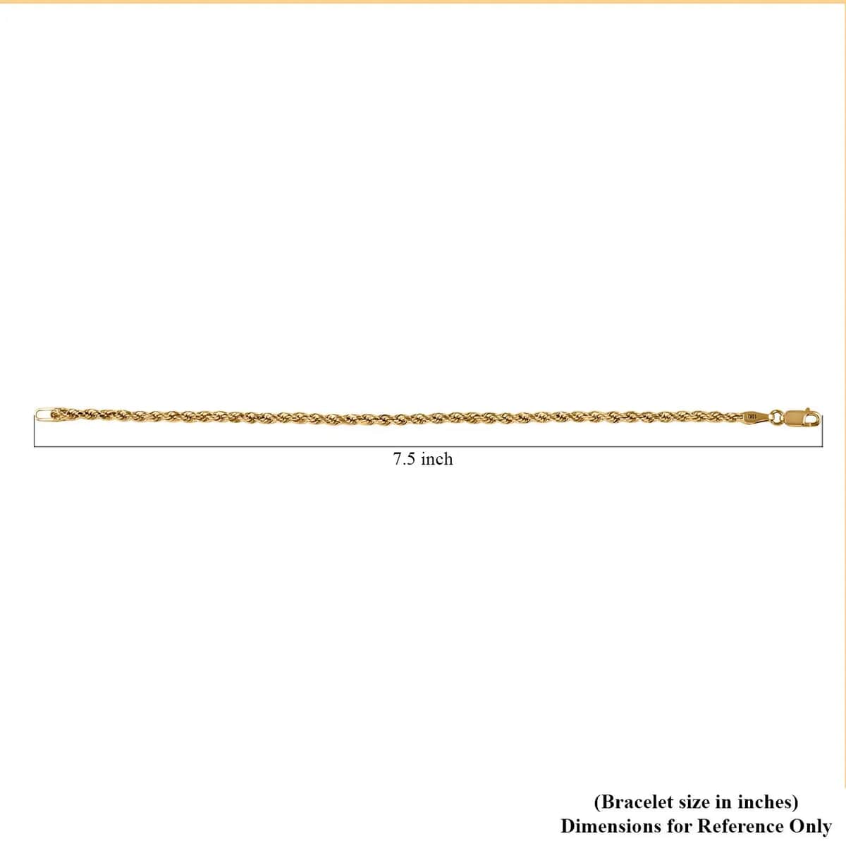 10K Yellow Gold Rope Chain Bracelet , Gold Chain Bracelet , Gold Bracelet , Gold Jewelry For Her (7.50 In) 2.30 Grams image number 6