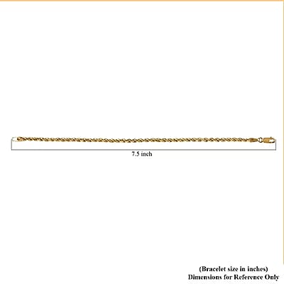 3mm Rope Bracelet in 10K Yellow Gold (7.50 In) 2.30 Grams