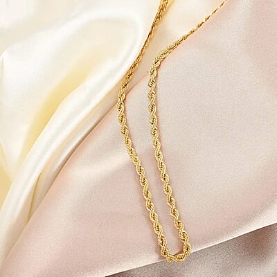 Rope Chain Necklace in 10K Yellow Gold, Gold Rope Necklace, 24 Inch Chain Necklace, Gold Chains For Her 7.65 Grams
