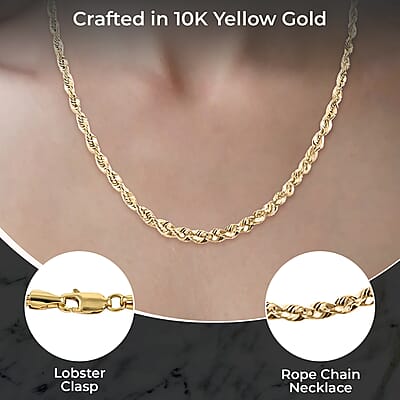 10K Yellow Gold Rope Chain Necklace, 26 Inch Necklace, Gold Jewelry 5.5mm 15.6 Grams