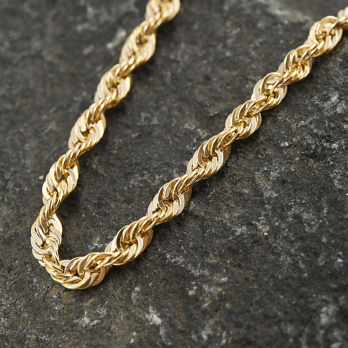 10K Yellow Gold 2.52mm Laser Rope Necklace 20 Inches 4 Grams image number 1