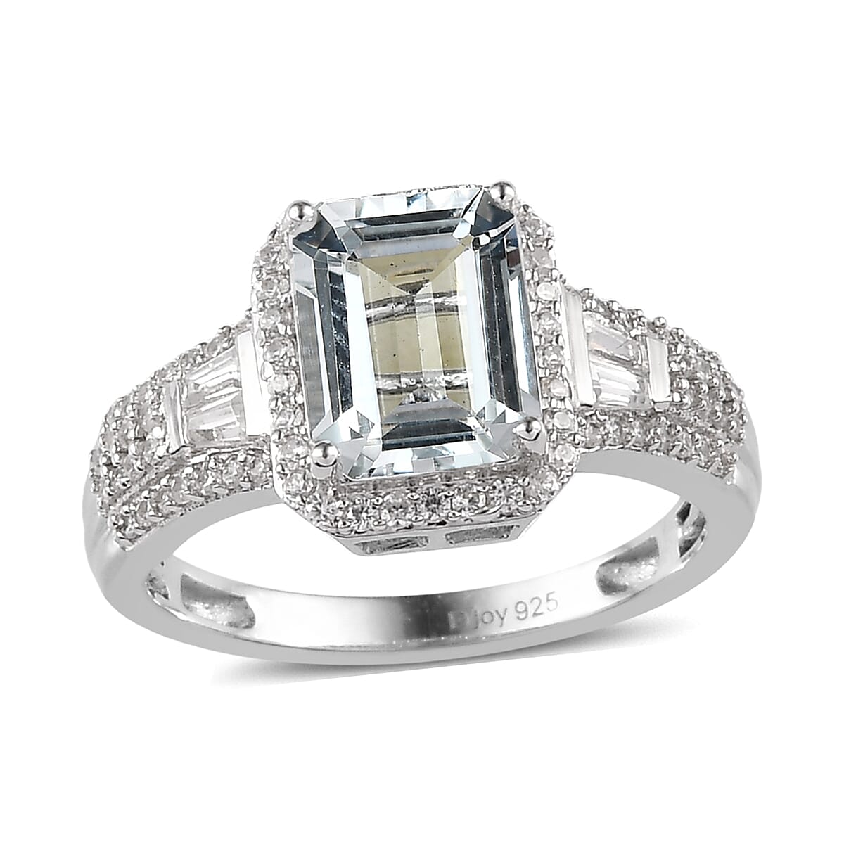 Brazilian Goshenite and White Zircon Ring in Platinum Over Sterling Silver (Size 10.0) 3.25 ctw