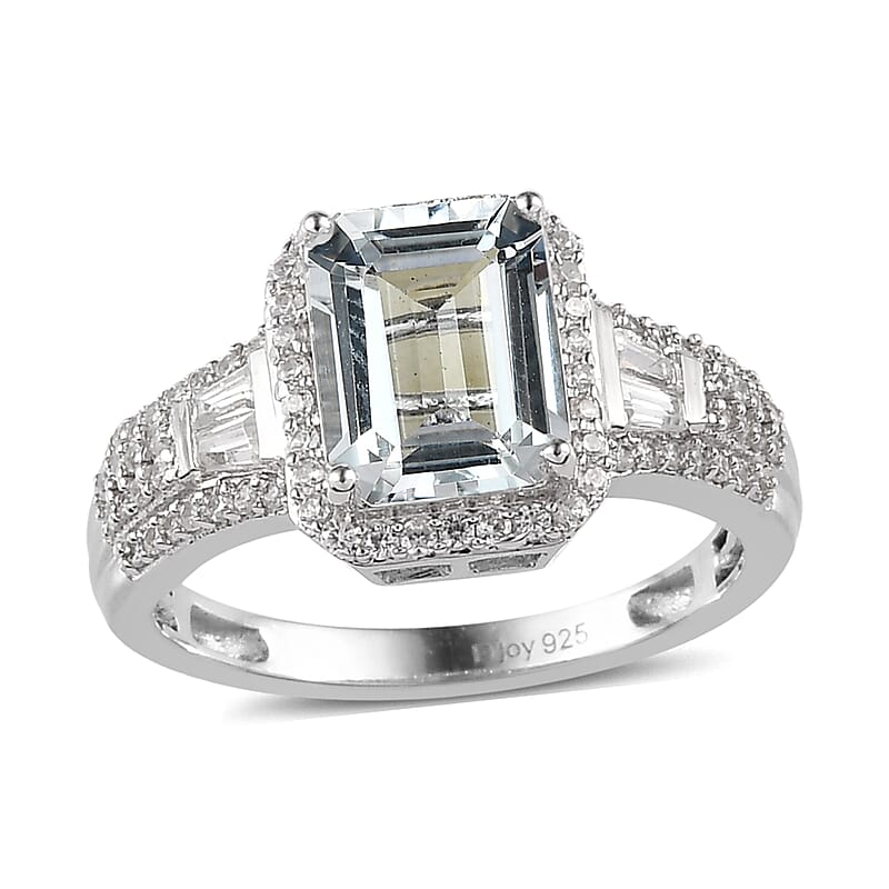 Brazilian Goshenite and White Zircon Ring in Platinum Over Sterling Silver (Size 10.0) 3.25 ctw