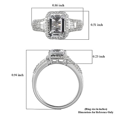 Brazilian Goshenite and White Zircon Ring in Platinum Over Sterling Silver (Size 10.0) 3.25 ctw