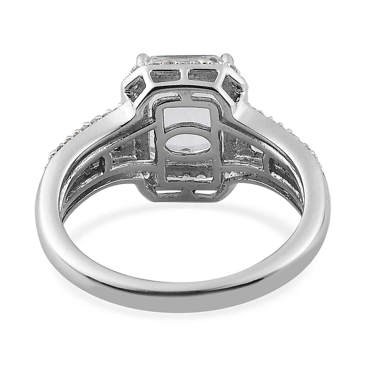 Brazilian Goshenite and White Zircon Ring in Platinum Over Sterling Silver (Size 6.0) 3.25 ctw image number 4